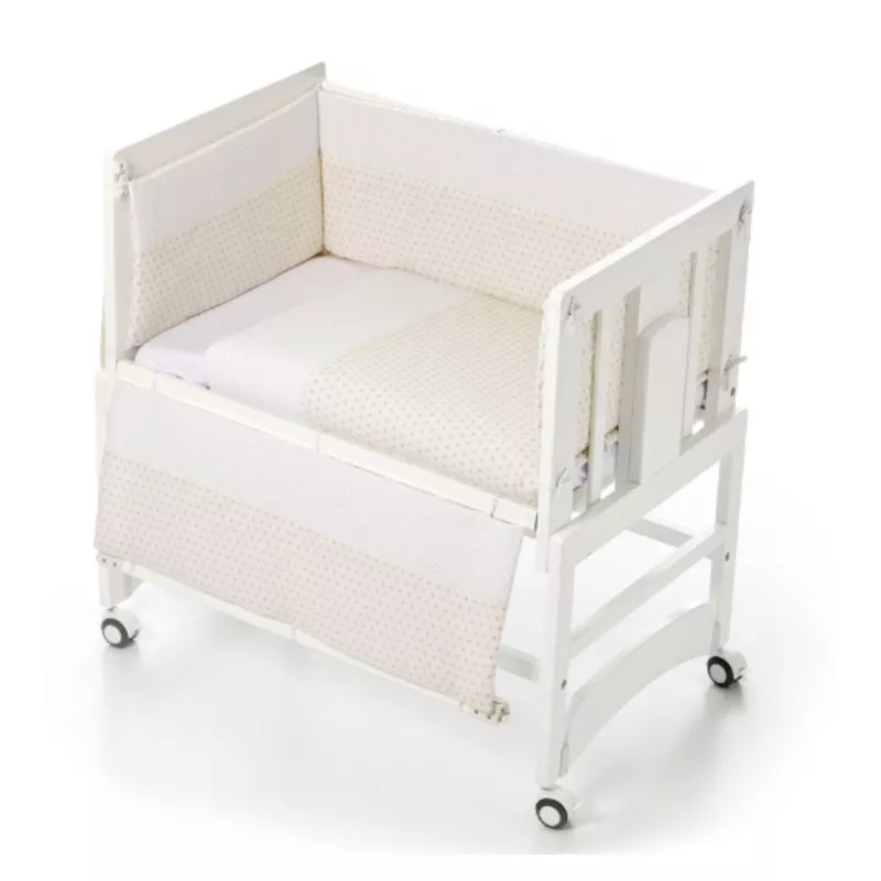 Minicuna colecho NICOLA blanca/natural + COLCHON Ikid