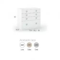Comoda Lacada 4 cajones Ros Mini SOFT