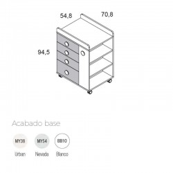 Comoda 4 cajones 1 puerta y estantes Ros Mini SOFT