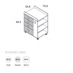 Comoda 4 cajones 1 puerta y estantes Ros Mini SOFT
