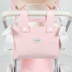 Cochecito de muñeca pequeño La Nina VINTAGE Charol Rosa con bolsa panera