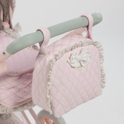 Pram Pack La Nina Violeta Couro Rosa flor Pequeno e grupo 0