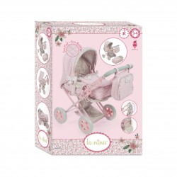 Pack Cochecito La Nina Violeta Piel Rosa flor Pequeña y grupo 0