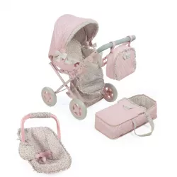 Pram Pack La Nina Violeta Couro Rosa flor Pequeno e grupo 0