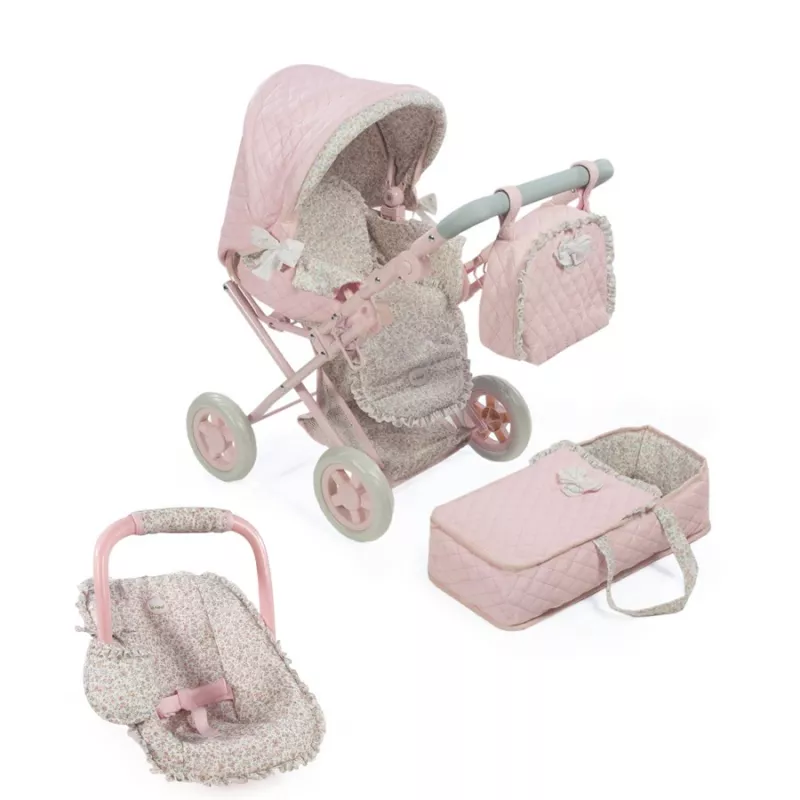Pram Pack La Nina Violeta Couro Rosa flor Pequeno e grupo 0