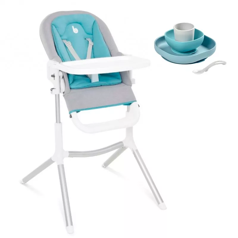 PACK Cadeira alta e espreguiçadeira Babymoov SLICK 2 em 1 com utensílios de mesa