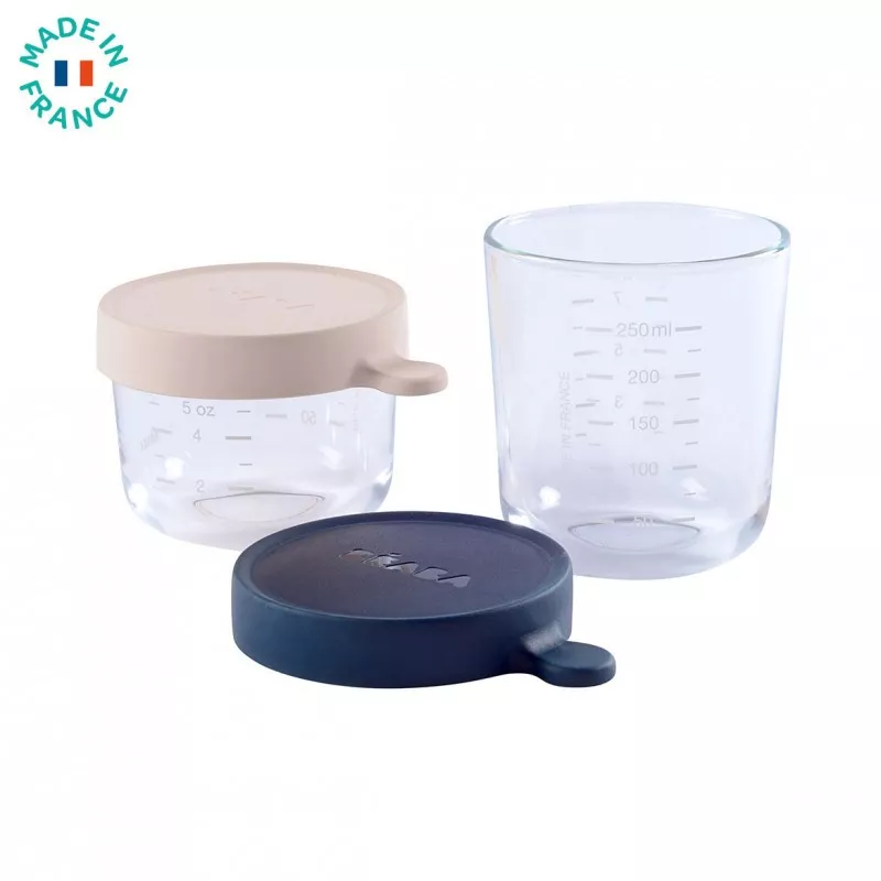 Embalagem 2 frascos de vidro Beaba 150 ml e 250 ml