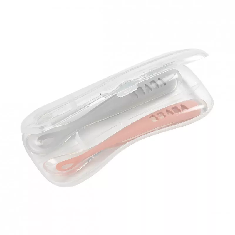 2 cucharas Beaba soft silicona primera edad + estuche