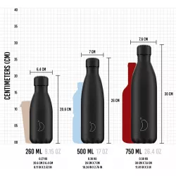 Botella Chilly´s COL. NEGRO TOTAL 24h frío / 12h caliente