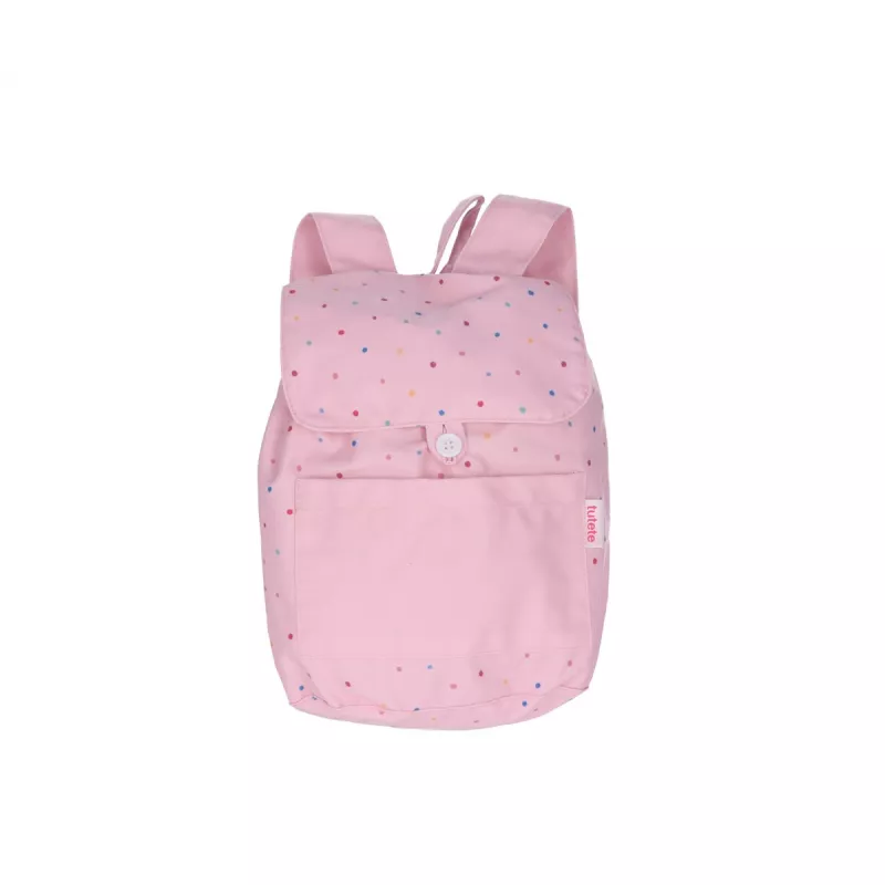 Mochila Tutete Pequeña Tela Dots Pink Personalizable