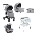 Trio carrinho de bebé Kikka boo Vicenza Cinzento Melange com banheira