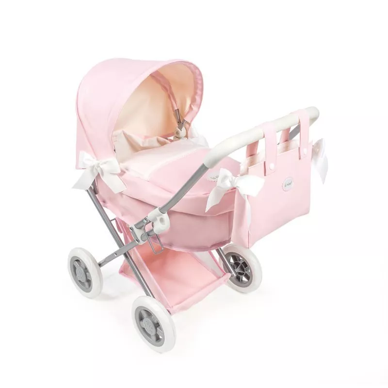 Cochecito de muñeca pequeño La Nina VINTAGE Charol Rosa con bolsa panera Cochecito de muñeca pequeño La Nina VINTAGE Charol Rosa con bolsa panera