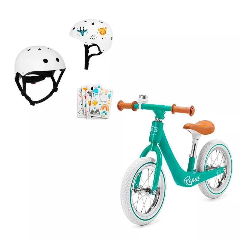 Bicicleta sin pedales Kinderkraft RAPID con casco