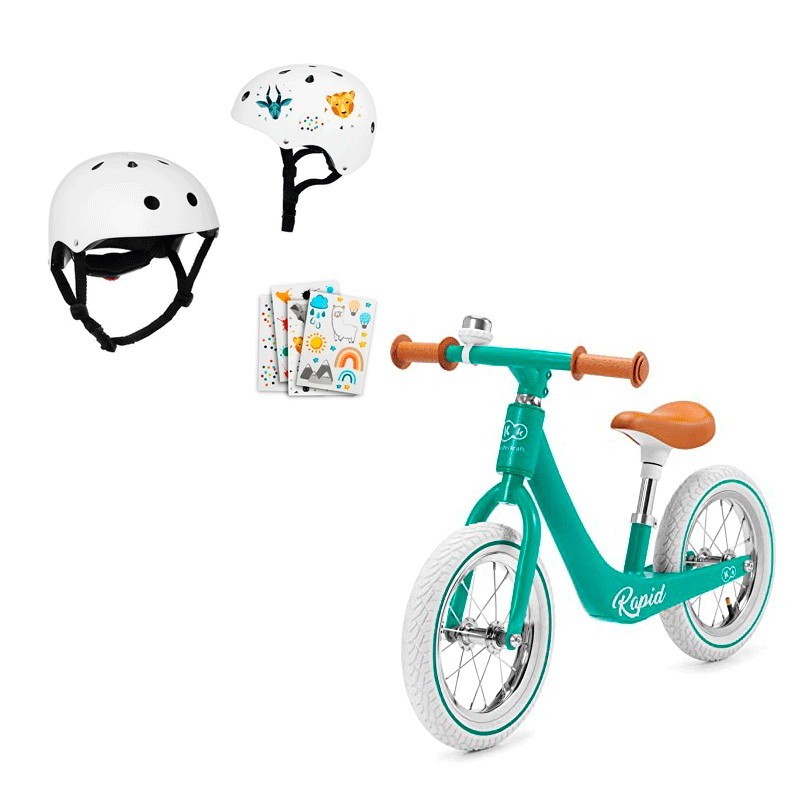 Bicicleta sin pedales Kinderkraft RAPID con casco