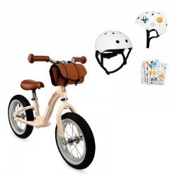 Bicicleta de metal Janod Vintage Beige con casco