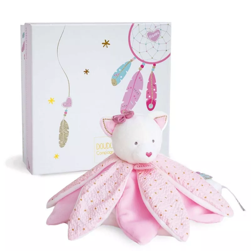 Caja regalo con doudou pétalos Gatita 26 cm DouDou et Compagnie