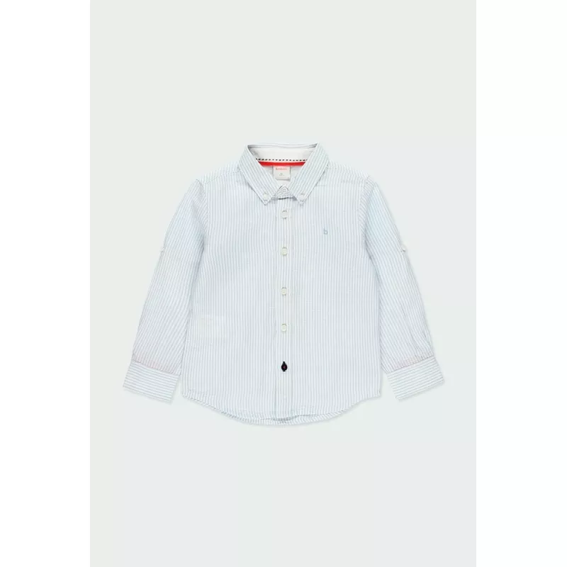 Camisa de linho Boboli camisa às riscas de manga comprida