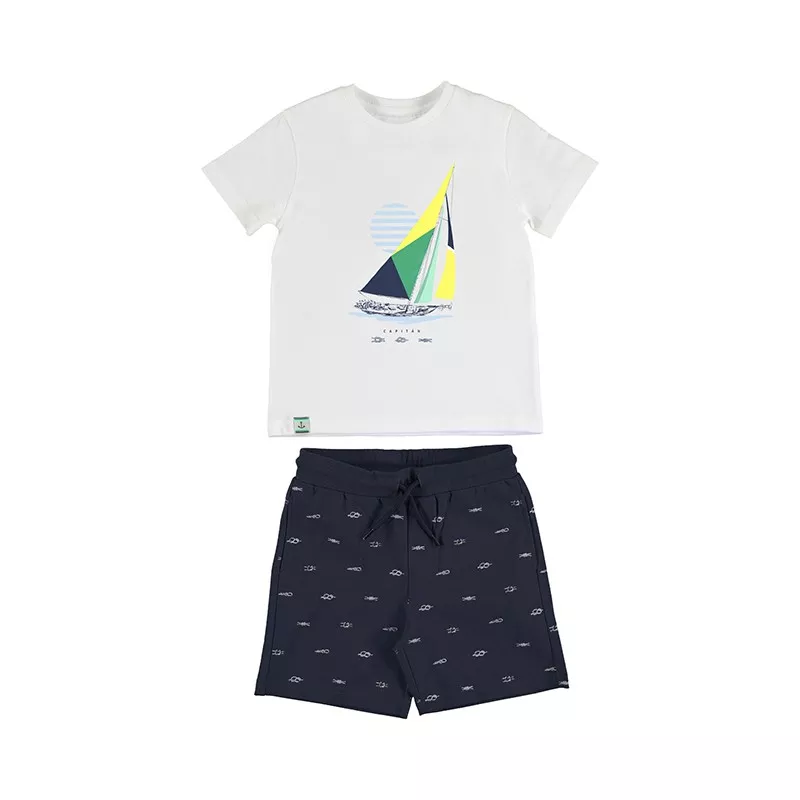 Conjunto de malha Mayoral bermudas estampadas