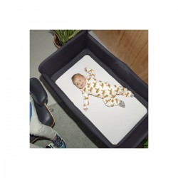 Sábana Bajera Bugaboo de algodón para Cuna de Viaje Stardust blanco mineral