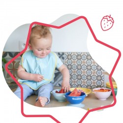 Trona evolutiva madera Kinderkraft TIXI 2 en 1 con set de 5 cuencos