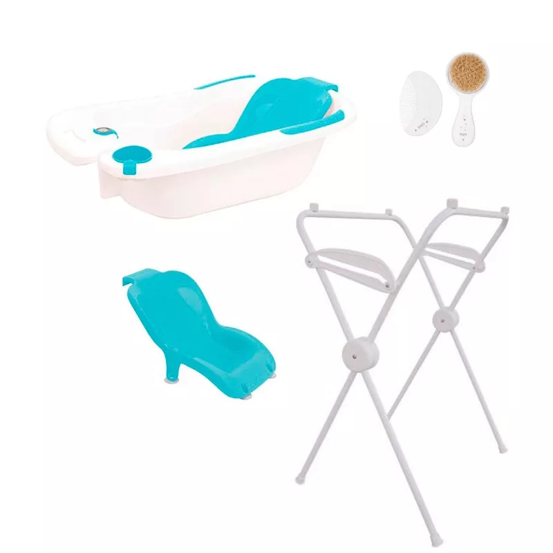 Bañera Olmitos con Cubeta ergonomica hamaca patas y set de cepillo