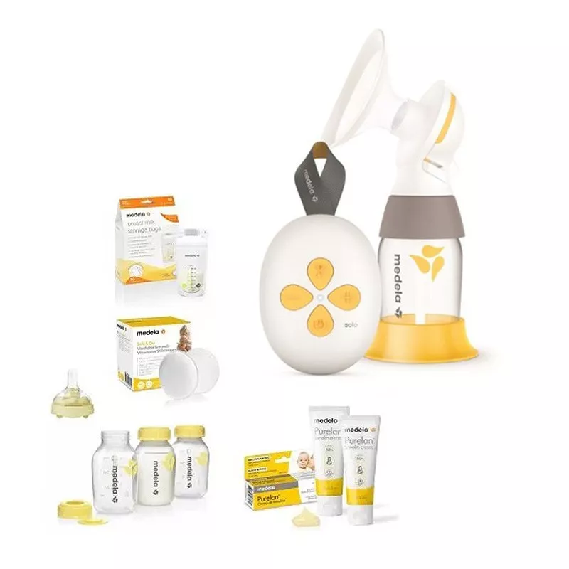 Medela Sacaleches SOLO Eléctrico Simple + Purelan y Discos Absorbentes*