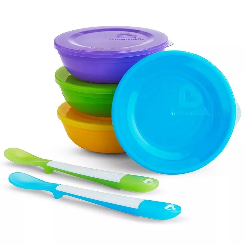Embalar tigelas com tampas e colheres Munchkin Love-a-Bowls 10 peças