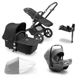Cochecito Duo Bugaboo Fox Cub chasis negro con Turtle AIR y base Alada Isofix