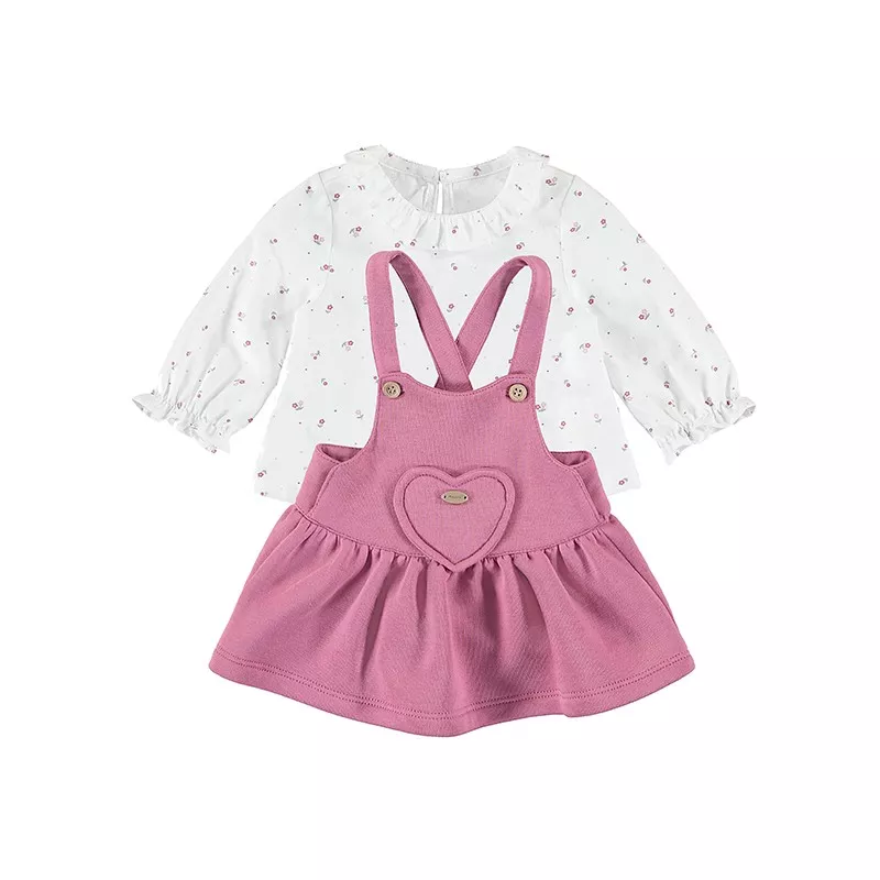 Conjunto Mayoral macacão, saia e blusa