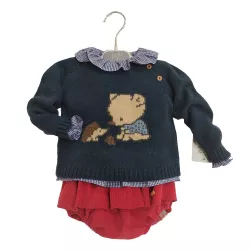 Conjunto bebé 3 piezas Yoedu Oso y Erizo Niña