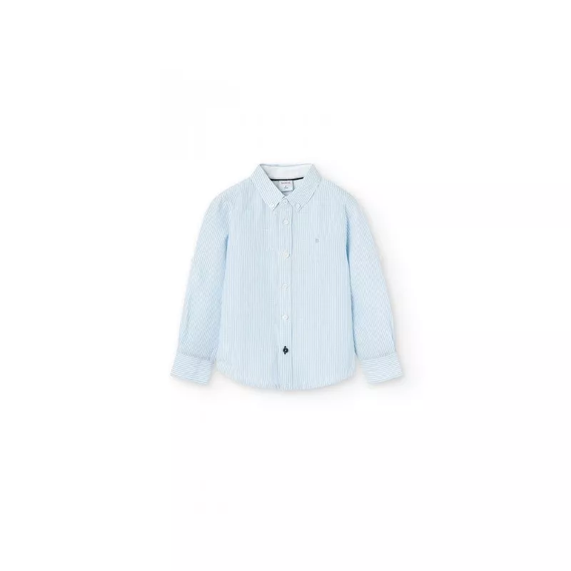 Camisa Boboli linho manga comprida às riscas