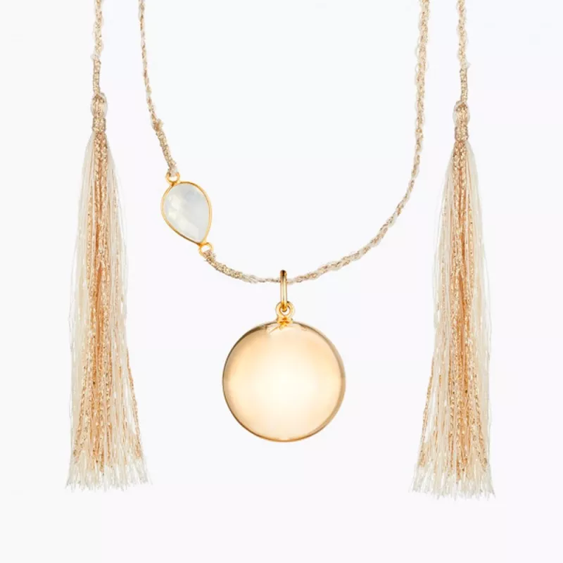 Pingente de maternidade Ilado Cordão de seda branca em ouro maia