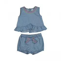 Conjunto Mayoral calções de ganga bordados