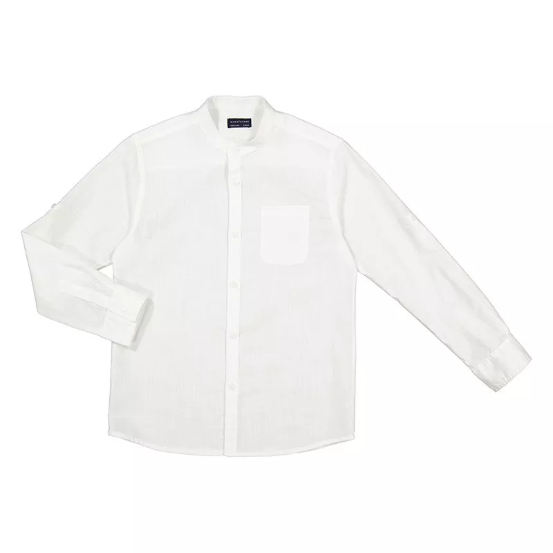 Camisa lisa Mayoral manga larga cuello mao