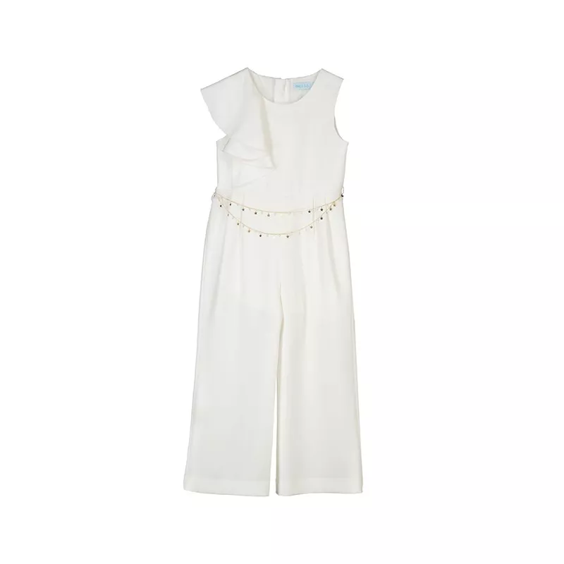 Macacão em crepe Abel & Lula cinto de corrente