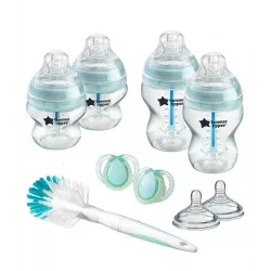 KIT Tommee Tippee 4 biberões Tubo e válvula anti-cólica e 2 chupetas de noite