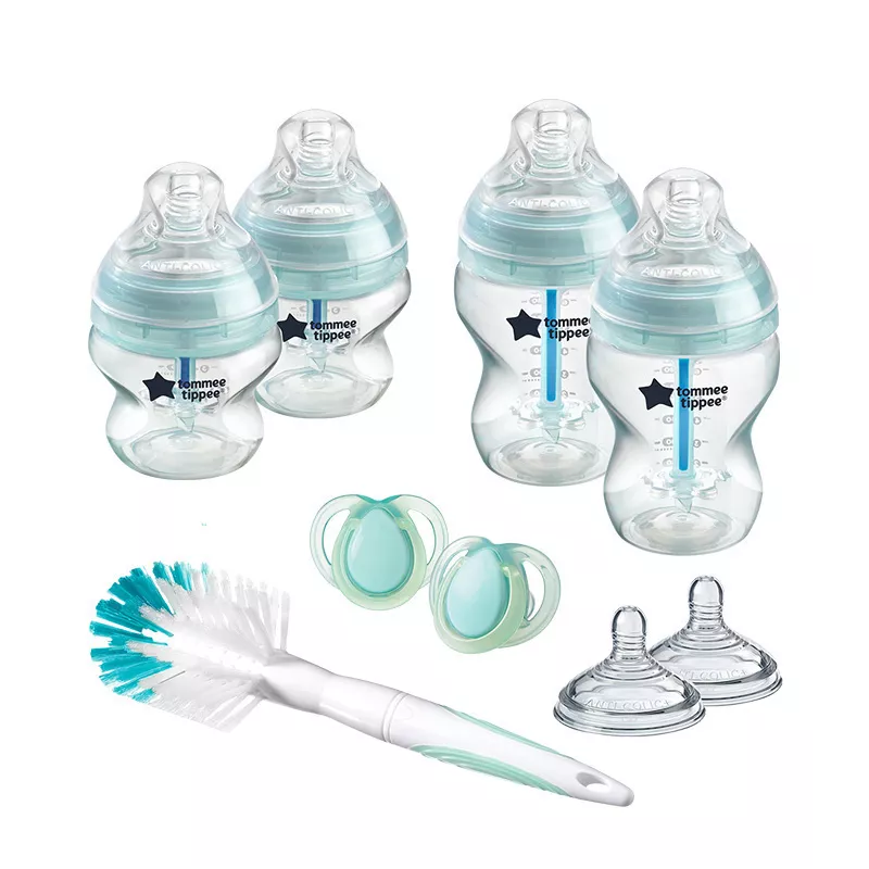 KIT Tommee Tippee 4 biberões Tubo e válvula anti-cólica e 2 chupetas de noite