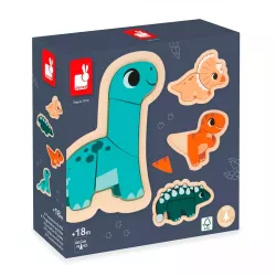 4 Puzzles evolutivos de dinossauros Janod 