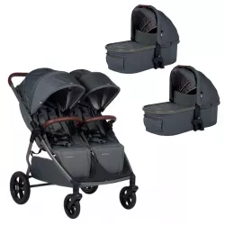 Mast Twin Stroller M TWIN X2 Guiador ajustável com 2 alcofas para 2 irmãos