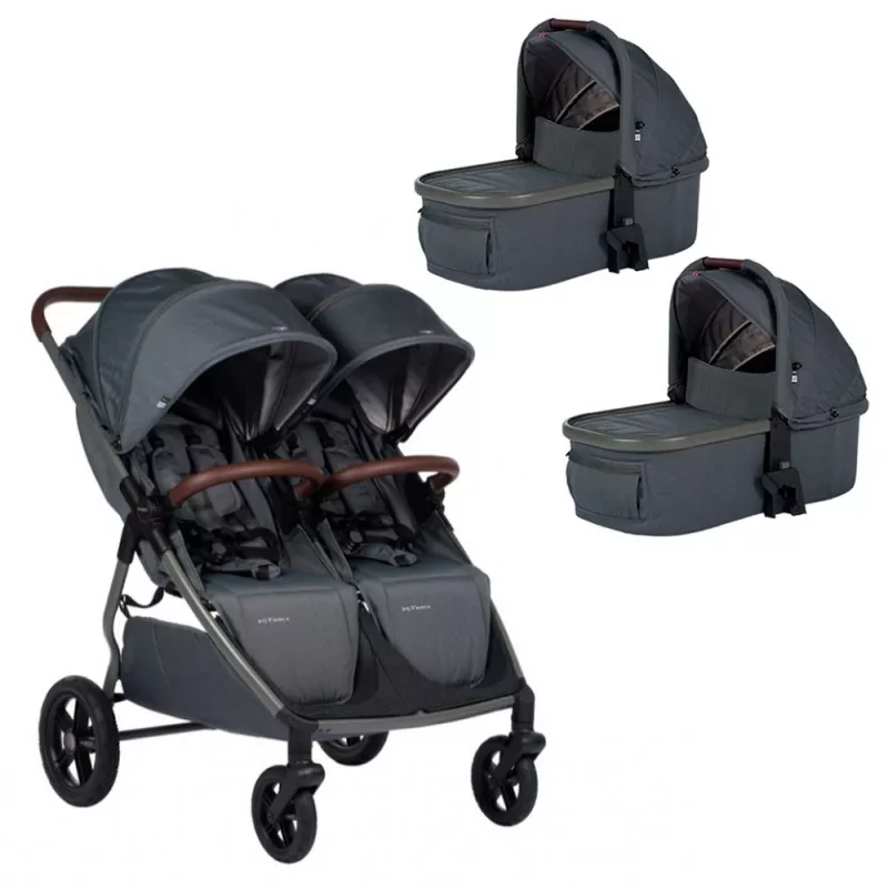 Mast Twin Stroller M TWIN X2 Guiador ajustável com 2 alcofas para 2 irmãos