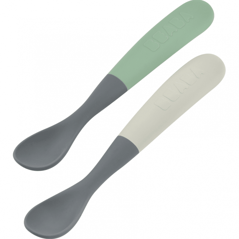 2 cucharas Beaba soft silicona primera edad + estuche