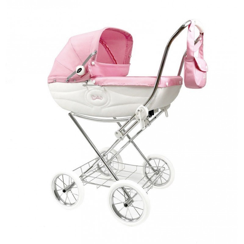 Cochecito para Reborn Arrue Katia Jr. Rosa con bolso y cesta metalica