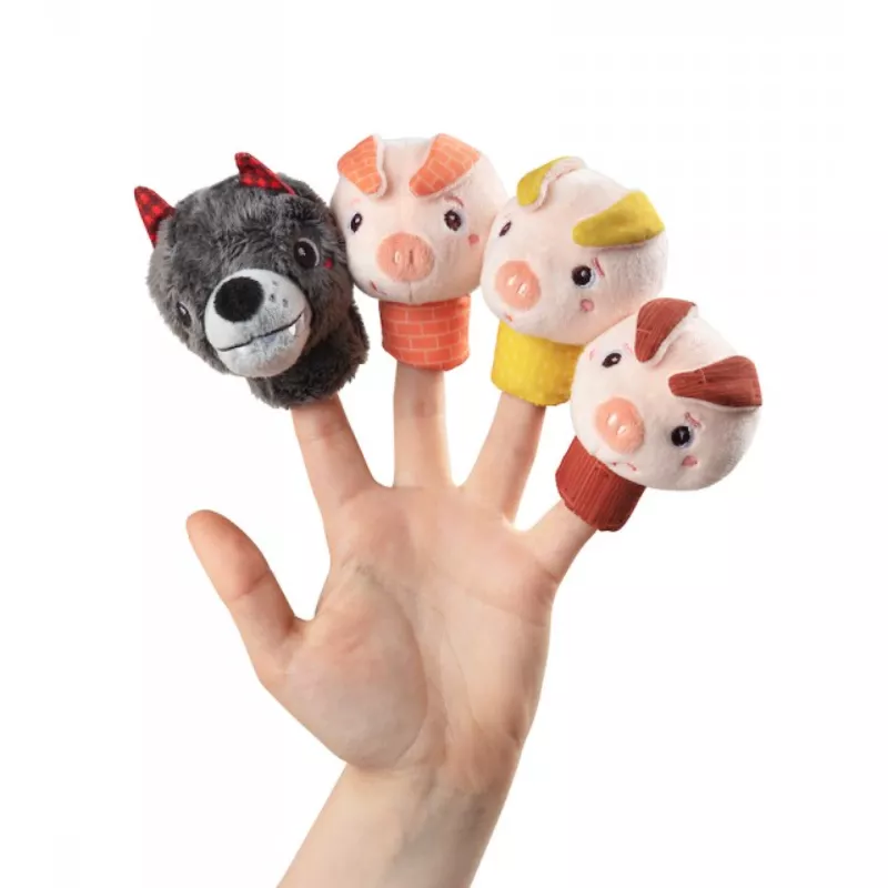 Fantoches de dedo Lilliputiens Lobo e os Três Porquinhos