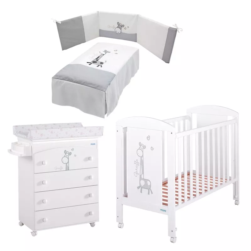 Pack poupança MICUNA SABANA com cama de grades 120 x 60 cm + banheira + edredão + colcha + colchão