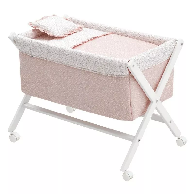 Minicuna Tijera Madera Cambrass Liberty Rosa/Blanco