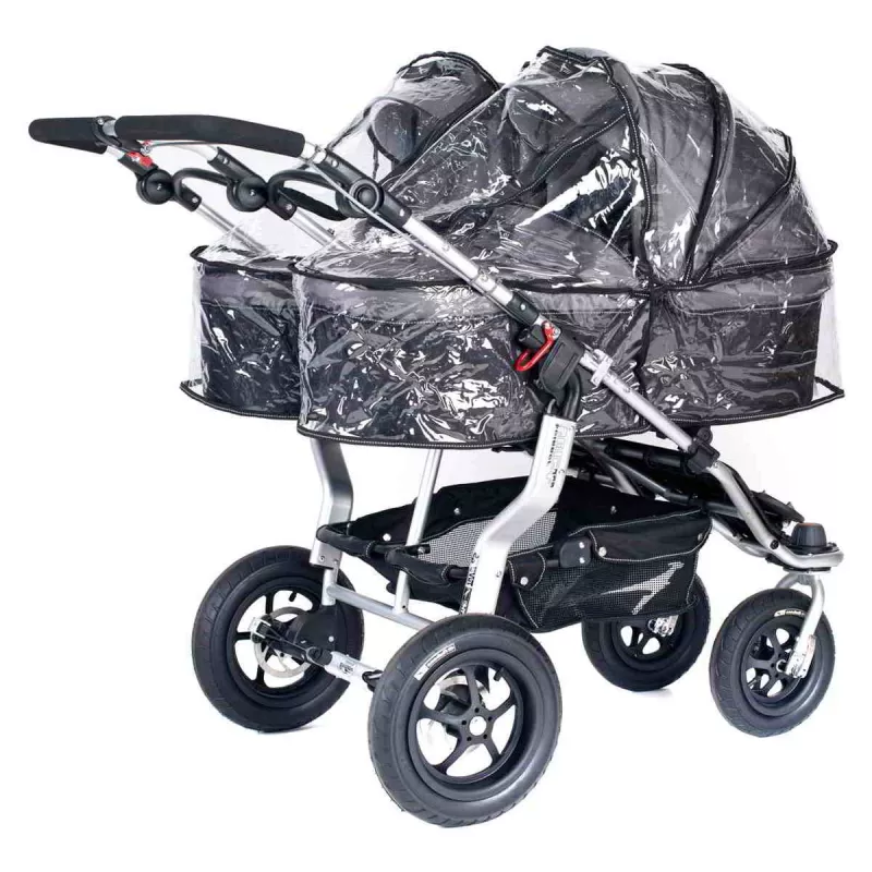 Tfk capa de chuva de plástico para carrinho de bebé duplo twinner twist duo