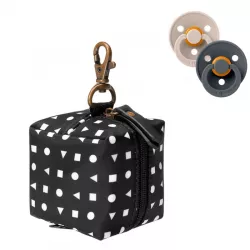 Porta-chupetas acolchoado Petunia com pacote de chupetas Bibs