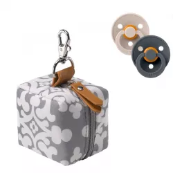 Porta-chupetas acolchoado Petunia com pacote de chupetas Bibs