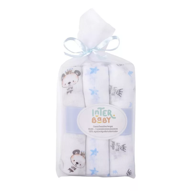 Conjunto 3 Gaze Interbaby Urso de algodão