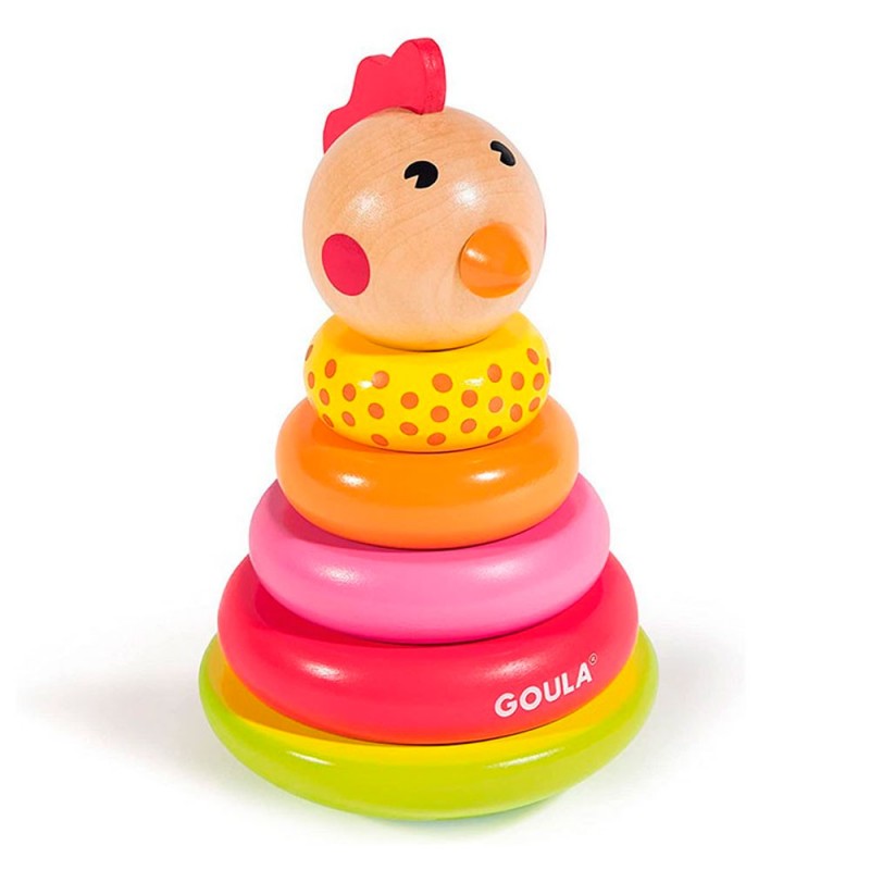 Brinquedo empilhável Goula galinha de madeira